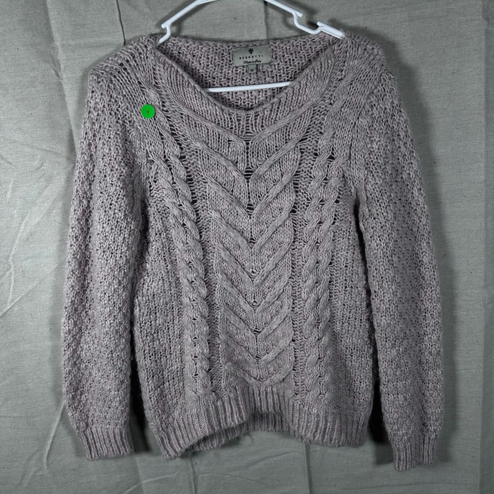 Berretti Womens‎ Cable Knit Sweater M Pink Grey Made in Italy Wool Alpaca Blend